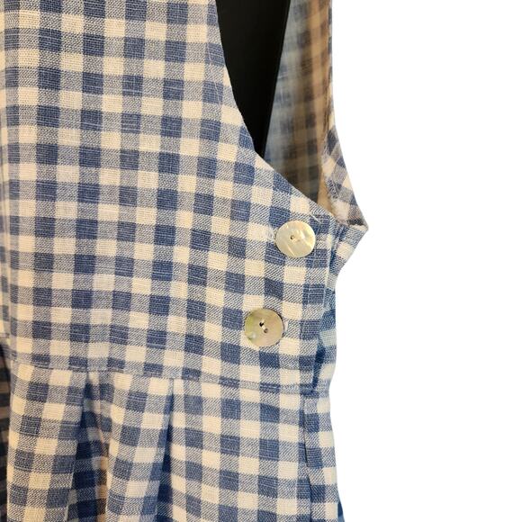 VINTAGE Bryn Connelly jumper dress white light blue gingham size 10 - Picture 3 of 7